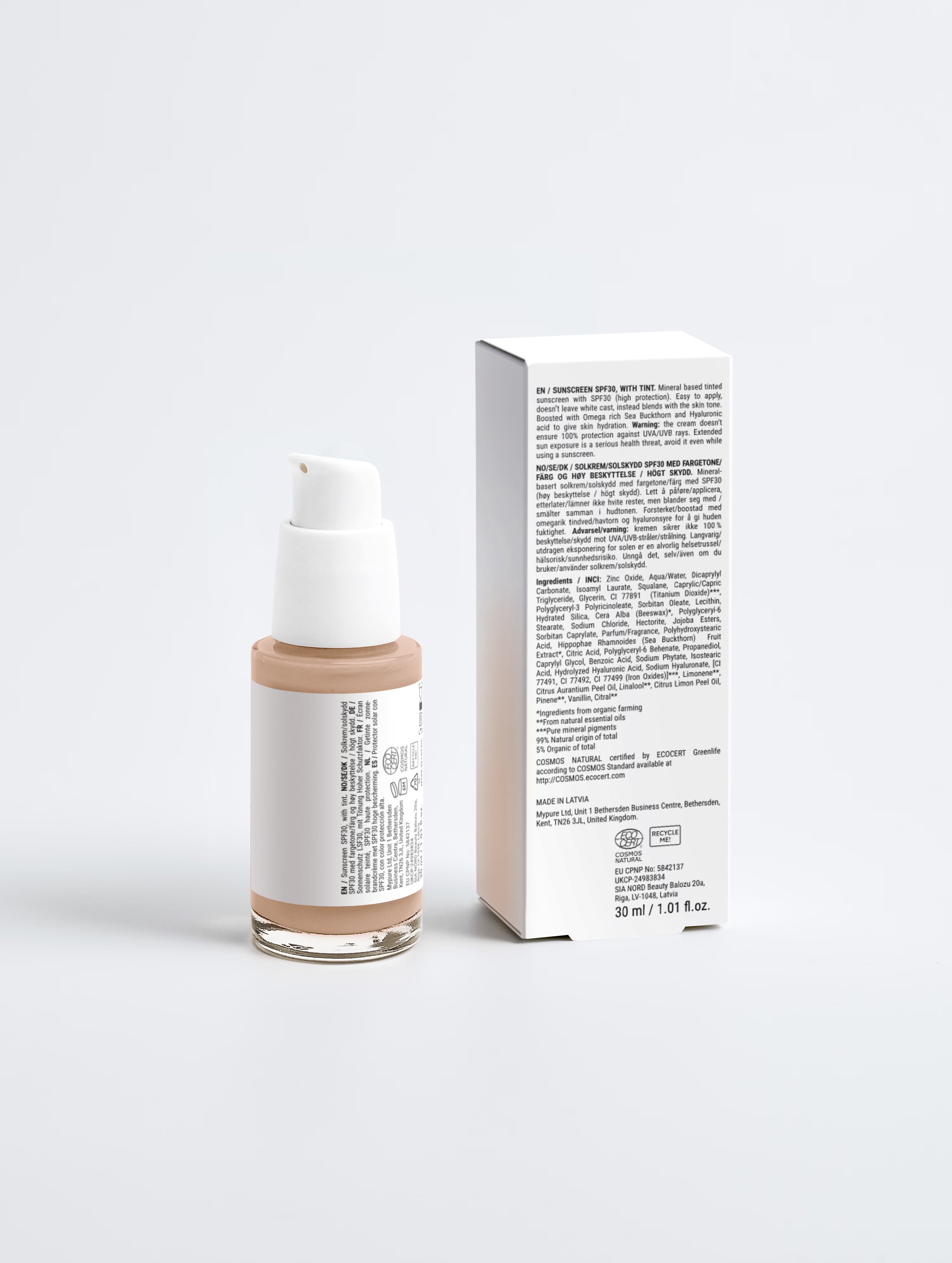 Sunscreen SPF30, with tint
